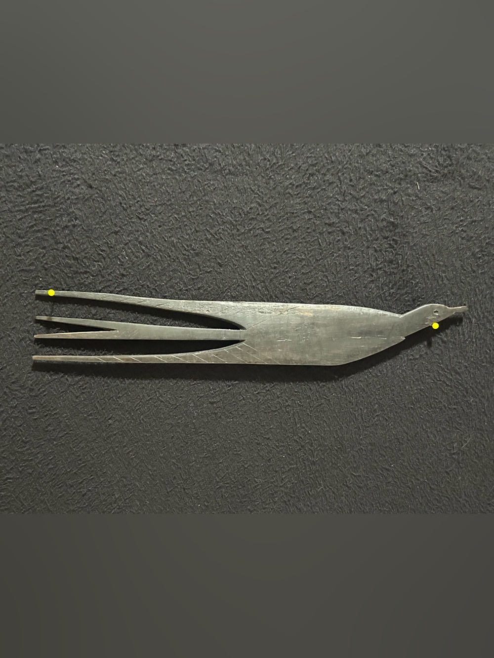 African Kenya Hand Carved Black Ebony Wood Bird Hair Comb Picks Swallows